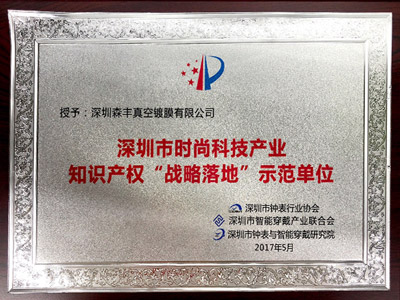 91福利导航在线五金真空电镀厂家荣誉-时尚科技产业知识产权“战略落地”示范单位