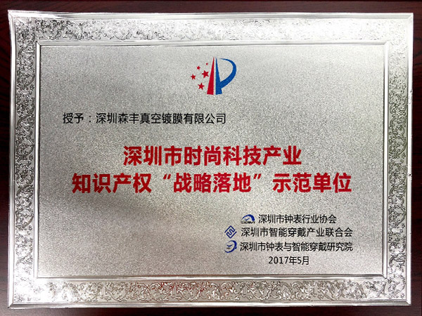 91福利导航在线五金真空电镀厂家荣誉-时尚科技产业知识产权“战略落地”示范单位